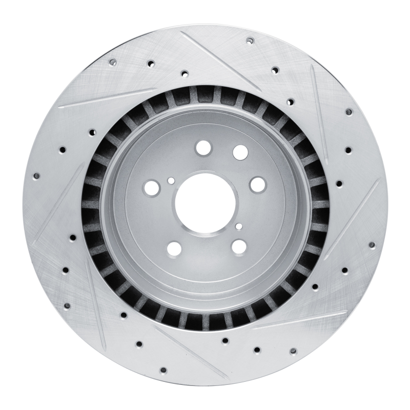 Lexus IS F Brake Rotor (1) - Rear Left - R1 Concepts - Drilled & Slotted - Silver - `08-`14